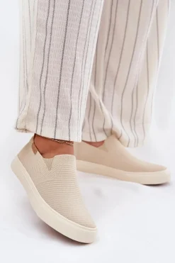 Big Star Shoes Trampki Damskie Big Star|Trampki Damskie Slip-On*Trampki Damskie Slip-On Big Star RR274721 Beżowe Beżowy