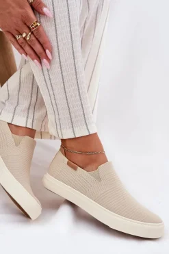 Big Star Shoes Trampki Damskie Big Star|Trampki Damskie Slip-On*Trampki Damskie Slip-On Big Star RR274721 Beżowe Beżowy