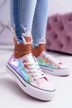 Damskie Boto Trampki Damskie Transparentne Różowe Miltown