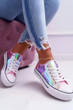 Damskie Boto Trampki Damskie Transparentne Różowe Miltown