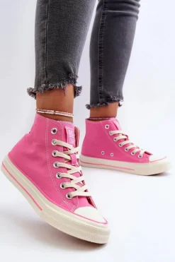 Damskie Big Star Shoes Trampki Damskie Wysokie Big Star NN274282 Różowe