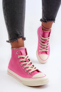 Damskie Big Star Shoes Trampki Damskie Wysokie Big Star NN274282 Różowe