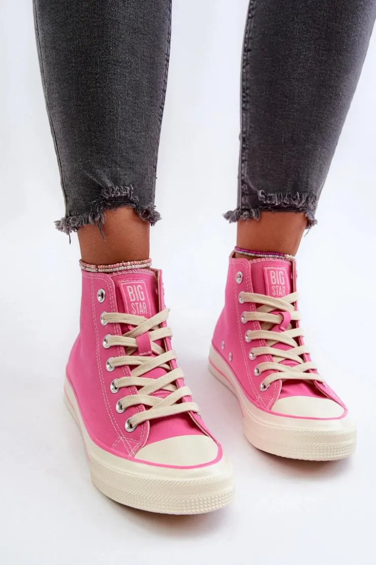 Damskie Big Star Shoes Trampki Damskie Wysokie Big Star NN274282 Różowe