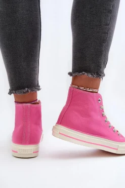 Damskie Big Star Shoes Trampki Damskie Wysokie Big Star NN274282 Różowe