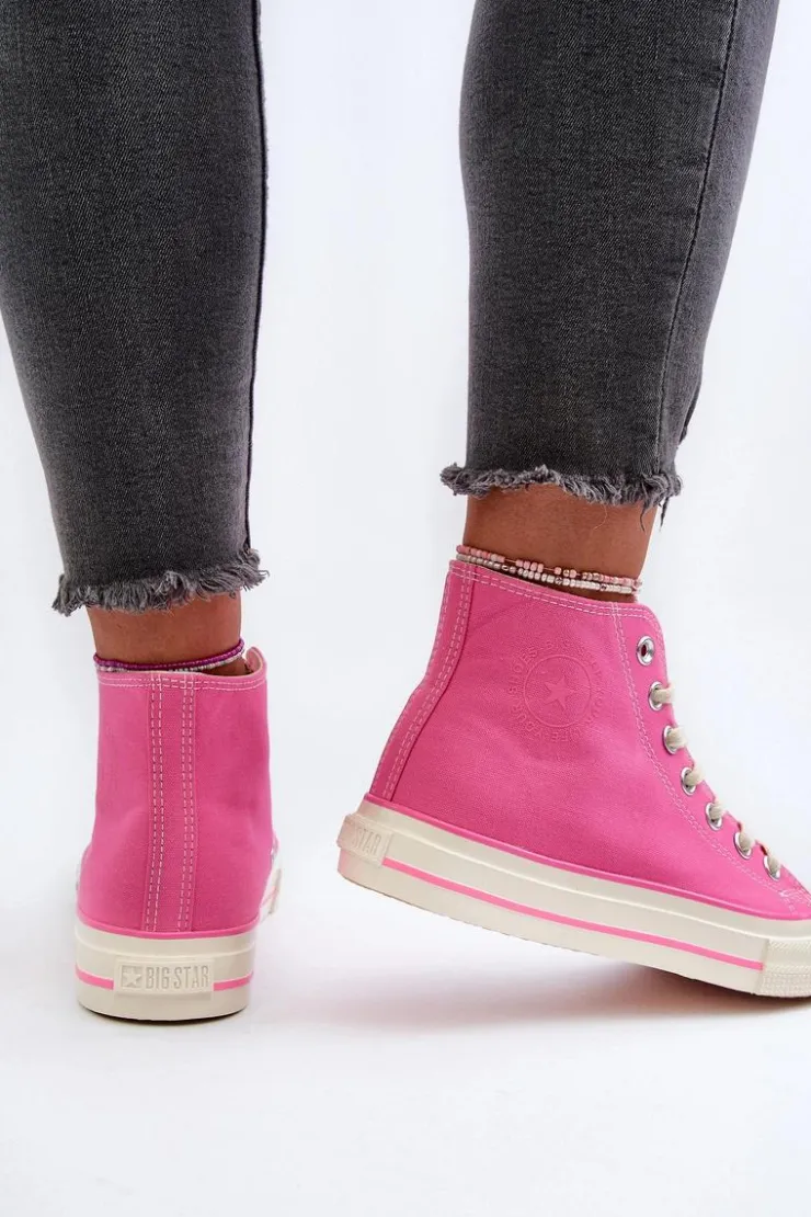 Damskie Big Star Shoes Trampki Damskie Wysokie Big Star NN274282 Różowe