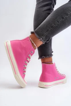 Damskie Big Star Shoes Trampki Damskie Wysokie Big Star NN274282 Różowe