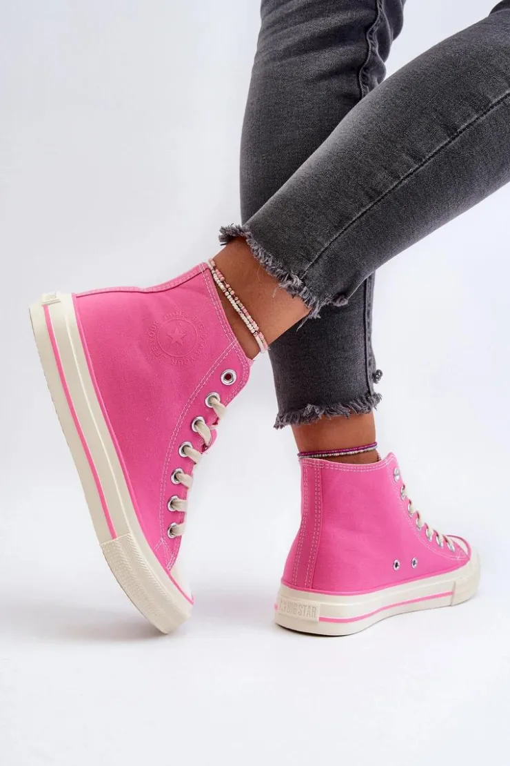 Damskie Big Star Shoes Trampki Damskie Wysokie Big Star NN274282 Różowe