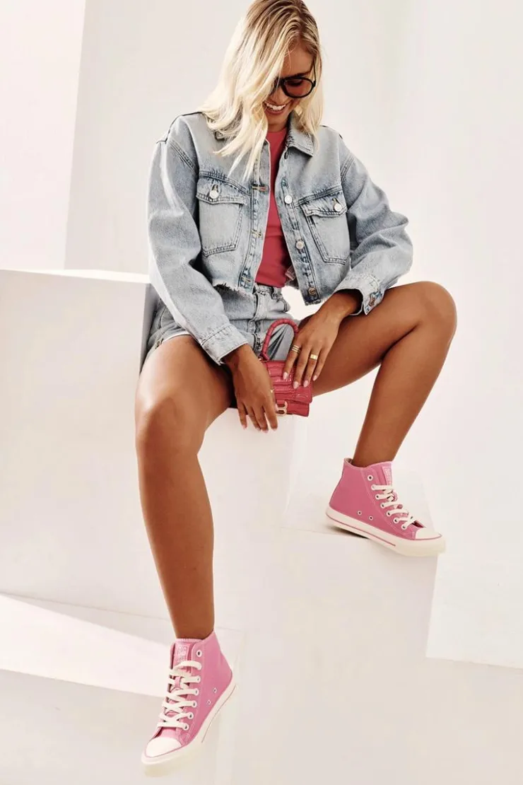 Damskie Big Star Shoes Trampki Damskie Wysokie Big Star NN274282 Różowe