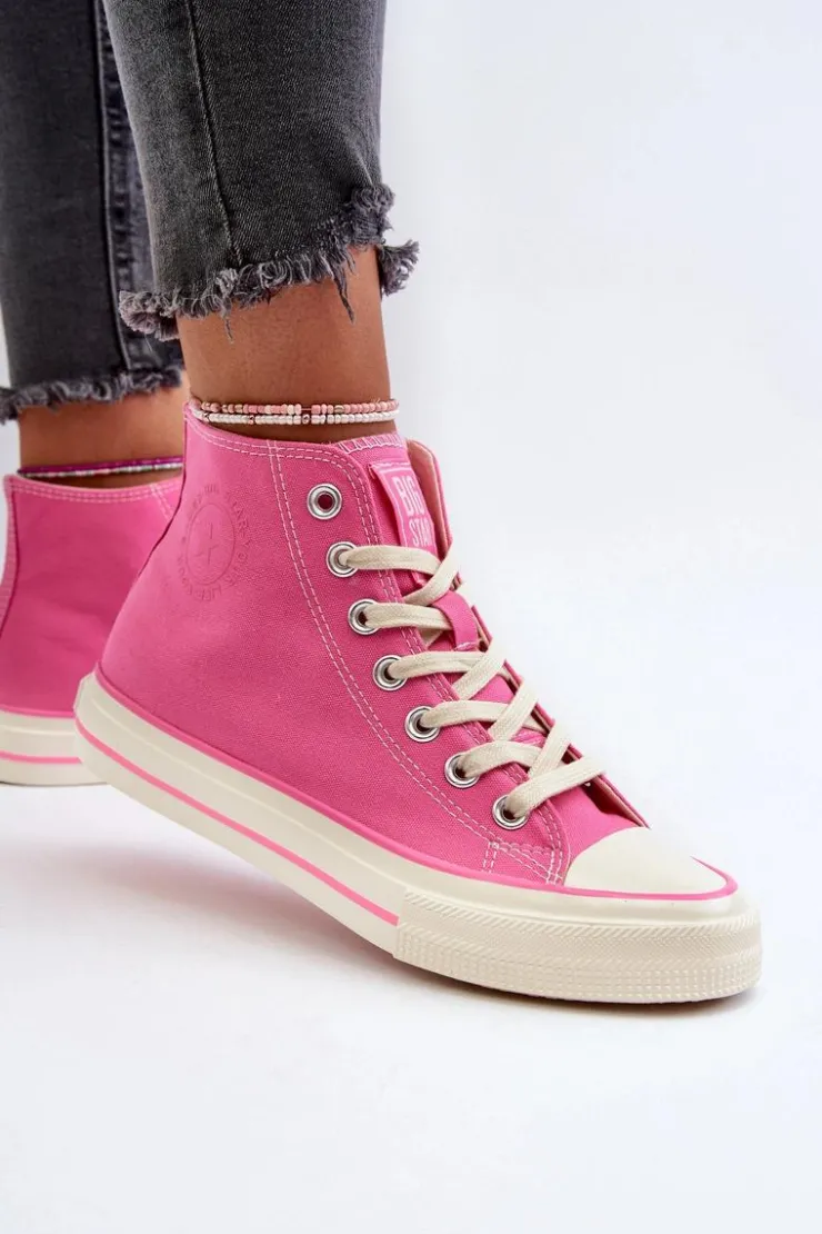 Damskie Big Star Shoes Trampki Damskie Wysokie Big Star NN274282 Różowe