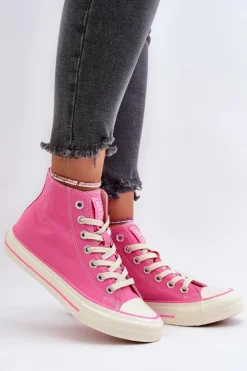 Damskie Big Star Shoes Trampki Damskie Wysokie Big Star NN274282 Różowe