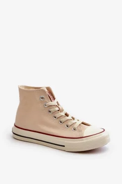 Big Star Shoes Trampki Damskie Big Star|Trampki Damskie Wysokie*Trampki Damskie Wysokie Big Star NN274278 Beżowe