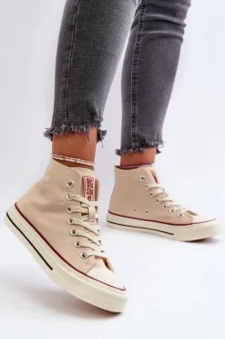 Big Star Shoes Trampki Damskie Big Star|Trampki Damskie Wysokie*Trampki Damskie Wysokie Big Star NN274278 Beżowe