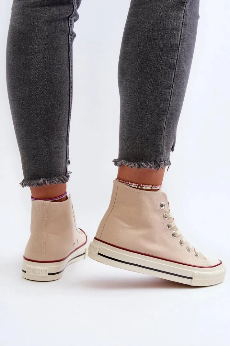 Big Star Shoes Trampki Damskie Big Star|Trampki Damskie Wysokie*Trampki Damskie Wysokie Big Star NN274278 Beżowe