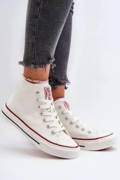 Big Star Shoes Trampki Damskie Big Star|Trampki Damskie Wysokie*Trampki Damskie Wysokie Big Star NN274276 Białe Biały