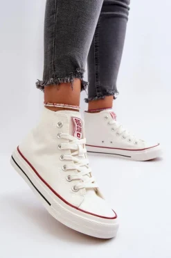 Big Star Shoes Trampki Damskie Big Star|Trampki Damskie Wysokie*Trampki Damskie Wysokie Big Star NN274276 Białe Biały