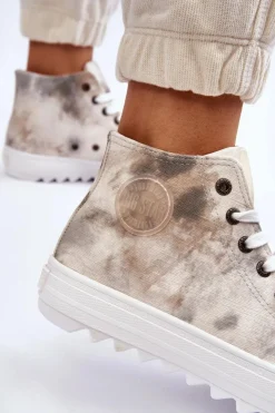 Damskie Big Star Shoes Trampki Damskie Wysokie Big Star LL274047 Biało-Zielone