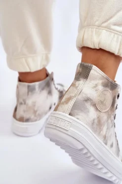 Damskie Big Star Shoes Trampki Damskie Wysokie Big Star LL274047 Biało-Zielone