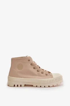 Damskie Big Star Shoes Trampki Damskie Z Cholewką Za Kostkę Big Star OO274006 Beżowe