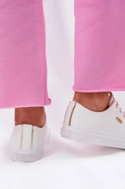 Best Big Star Shoes Trampki Damskie Z Eko Skóry Big Star RR274748 Białe Biały