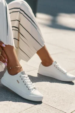 Best Big Star Shoes Trampki Damskie Z Eko Skóry Big Star RR274748 Białe Biały