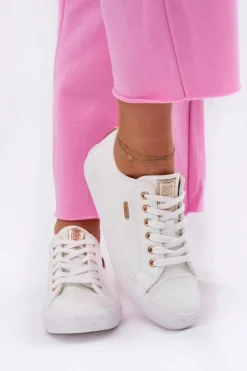 Best Big Star Shoes Trampki Damskie Z Eko Skóry Big Star RR274748 Białe Biały