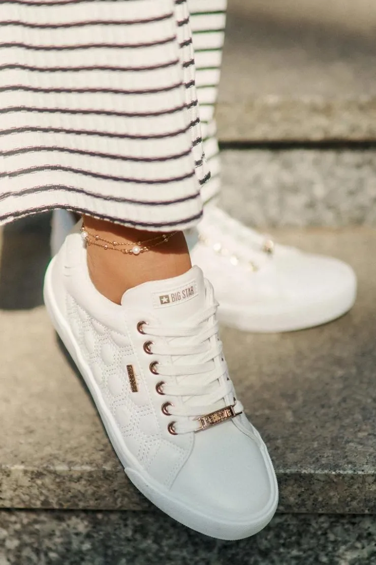 Damskie Big Star Shoes Trampki Damskie Z Eko Skóry Big Star RR274322 Białe