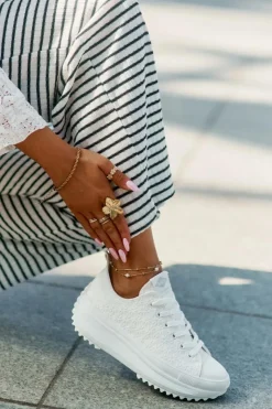 Damskie Lee Cooper Trampki Damskie Z Haftem Na Platformie LCW-25-31-3465L Białe