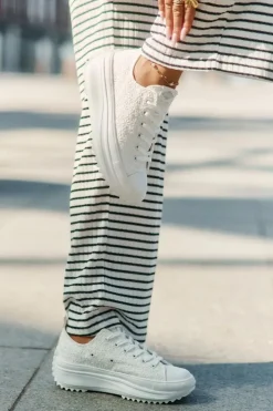 Damskie Lee Cooper Trampki Damskie Z Haftem Na Platformie LCW-25-31-3465L Białe