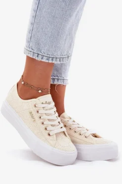 Online Lee Cooper Trampki Damskie Z Koronką LCW-25-31-3440L Beżowe Beżowy