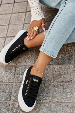 Discount Lee Cooper Trampki Damskie Z Koronką LCW-25-31-3439L Czarne Czarny