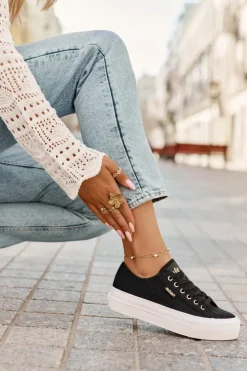 Discount Lee Cooper Trampki Damskie Z Koronką LCW-25-31-3439L Czarne Czarny