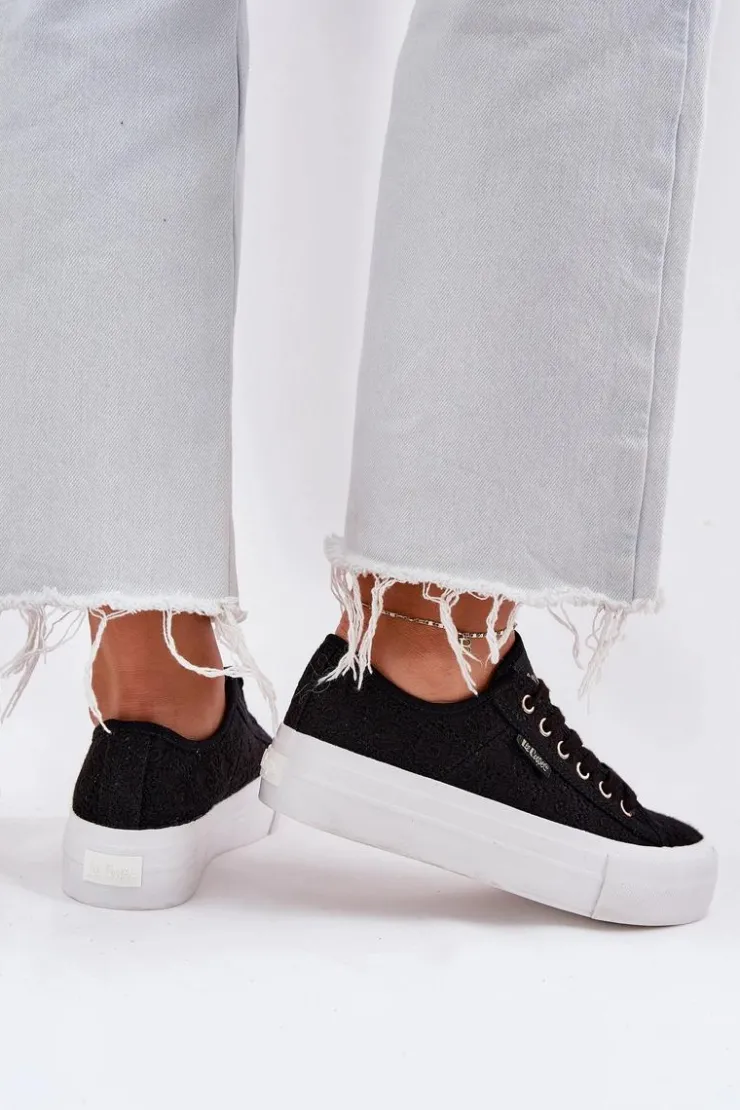Discount Lee Cooper Trampki Damskie Z Koronką LCW-25-31-3439L Czarne Czarny