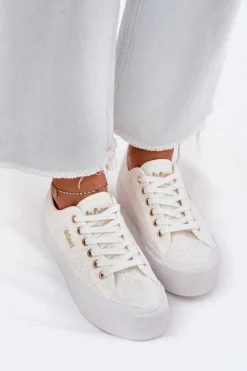 Hot Lee Cooper Trampki Damskie Z Koronką LCW-25-31-3438L Białe