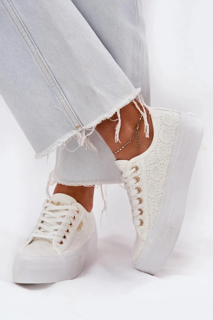 Hot Lee Cooper Trampki Damskie Z Koronką LCW-25-31-3438L Białe
