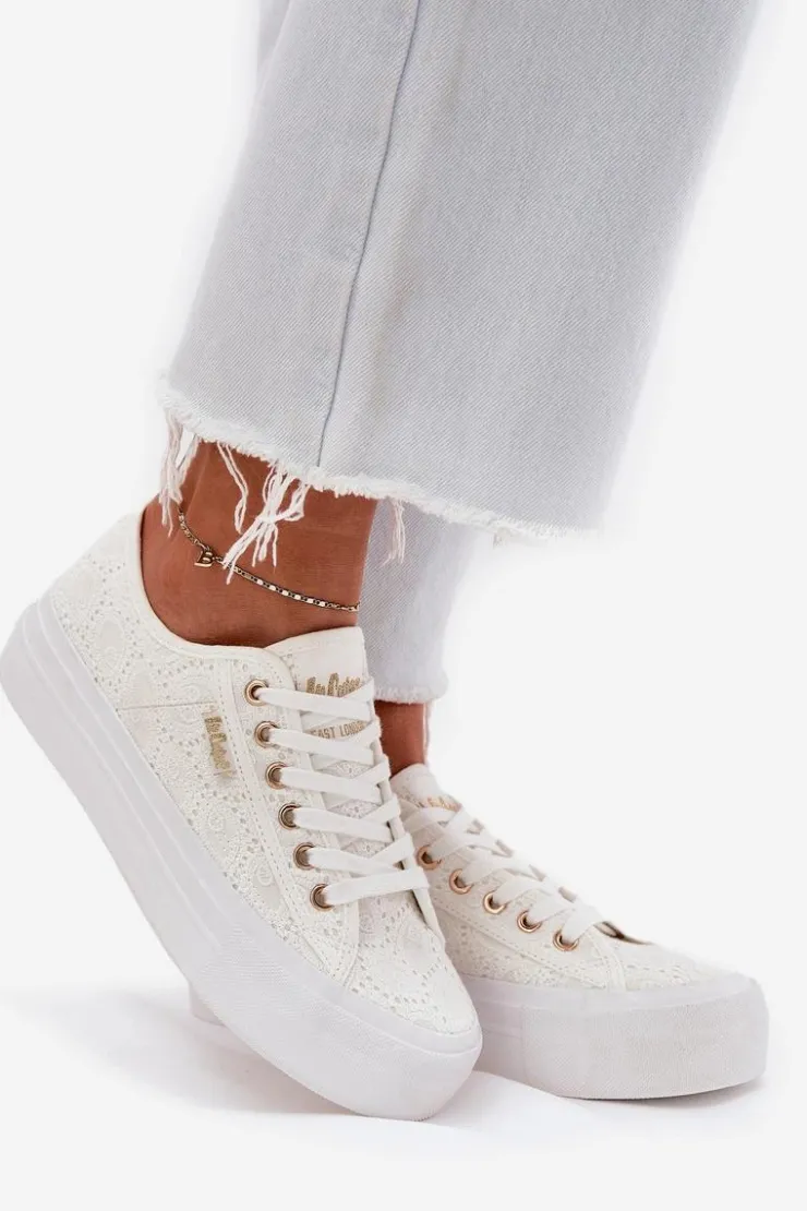 Hot Lee Cooper Trampki Damskie Z Koronką LCW-25-31-3438L Białe