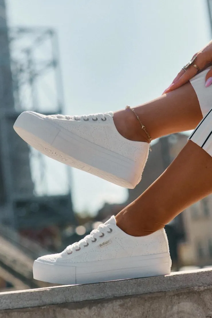 Hot Lee Cooper Trampki Damskie Z Koronką LCW-25-31-3438L Białe