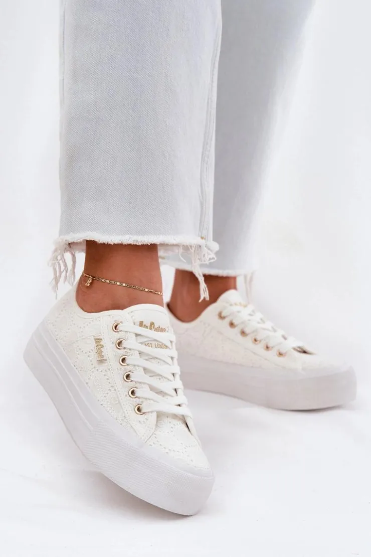 Hot Lee Cooper Trampki Damskie Z Koronką LCW-25-31-3438L Białe
