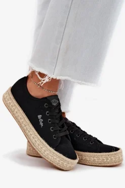 Lee Cooper Trampki Damskie Niskie*Trampki Damskie Z Plecionką LCW-25-44-3216 Czarne Czarny