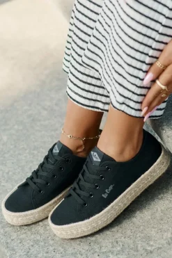 Lee Cooper Trampki Damskie Niskie*Trampki Damskie Z Plecionką LCW-25-44-3216 Czarne Czarny