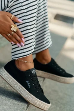 Lee Cooper Trampki Damskie Niskie*Trampki Damskie Z Plecionką LCW-25-44-3216 Czarne Czarny