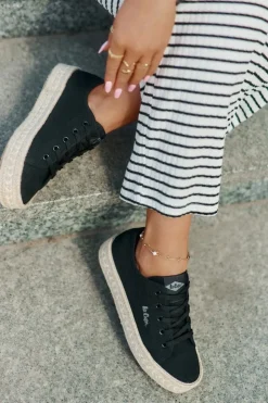 Lee Cooper Trampki Damskie Niskie*Trampki Damskie Z Plecionką LCW-25-44-3216 Czarne Czarny