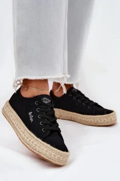 Lee Cooper Trampki Damskie Niskie*Trampki Damskie Z Plecionką LCW-25-44-3216 Czarne Czarny