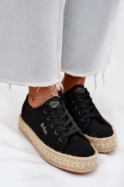Lee Cooper Trampki Damskie Niskie*Trampki Damskie Z Plecionką LCW-25-44-3216 Czarne Czarny