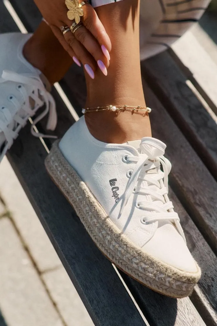 Lee Cooper Trampki Damskie Niskie*Trampki Damskie Z Plecionką LCW-25-44-3217 Białe Biały
