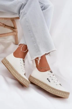 Lee Cooper Trampki Damskie Niskie*Trampki Damskie Z Plecionką LCW-25-44-3217 Białe Biały