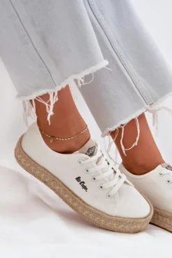 Lee Cooper Trampki Damskie Niskie*Trampki Damskie Z Plecionką LCW-25-44-3217 Białe Biały