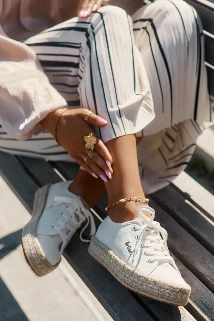 Lee Cooper Trampki Damskie Niskie*Trampki Damskie Z Plecionką LCW-25-44-3217 Białe Biały