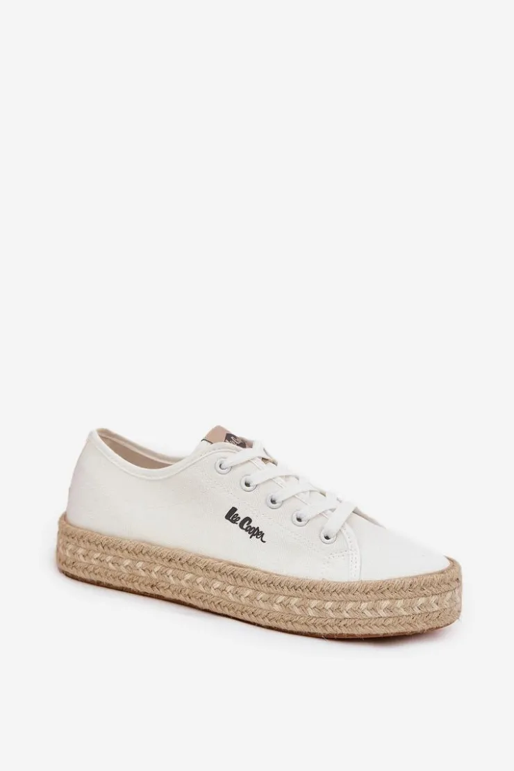Lee Cooper Trampki Damskie Niskie*Trampki Damskie Z Plecionką LCW-25-44-3217 Białe Biały