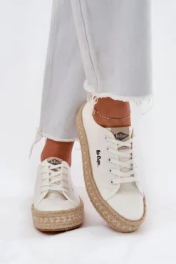 Lee Cooper Trampki Damskie Niskie*Trampki Damskie Z Plecionką LCW-25-44-3217 Białe Biały