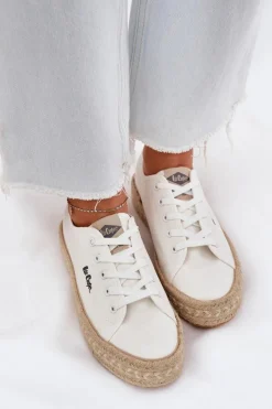 Lee Cooper Trampki Damskie Niskie*Trampki Damskie Z Plecionką LCW-25-44-3217 Białe Biały